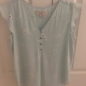 LOFT Sky Blue Floral Blouse